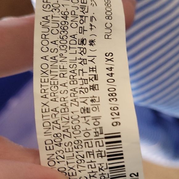 Zara Blue White Stripe Top 3/4 Sleeve With Gold Oversized Button Down Size XS - Picture 15 of 17